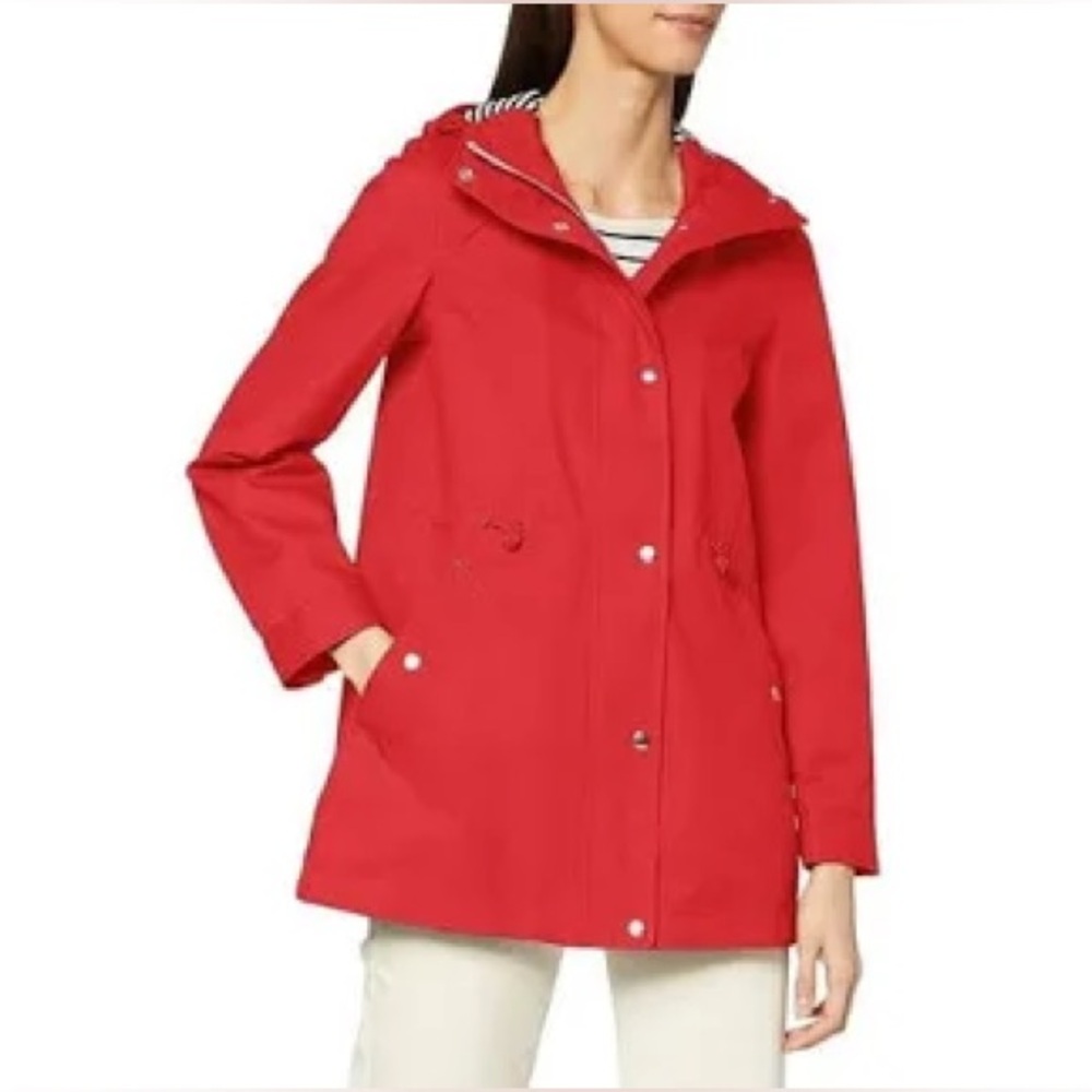 Joules Red Orange Shoreside Waterproof A-Line Rain Coat Jacket Size 10
